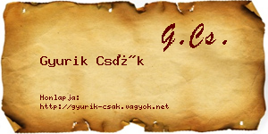 Gyurik Csák névjegykártya